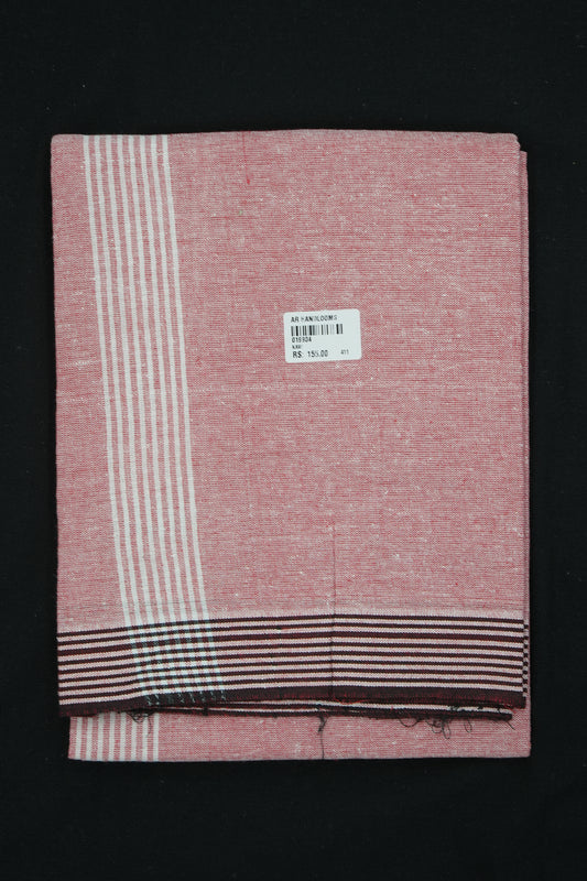Single Dhothi (Kaily #0062) – Pastel Coral with White Lines Kara