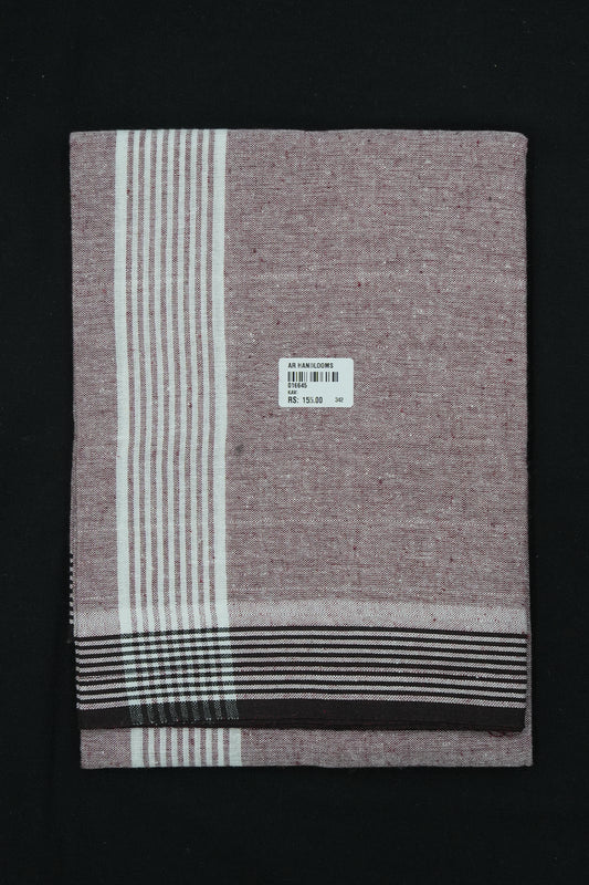 Single Dhothi (Kaily #0063) – Pastel Brown with White Lines Kara