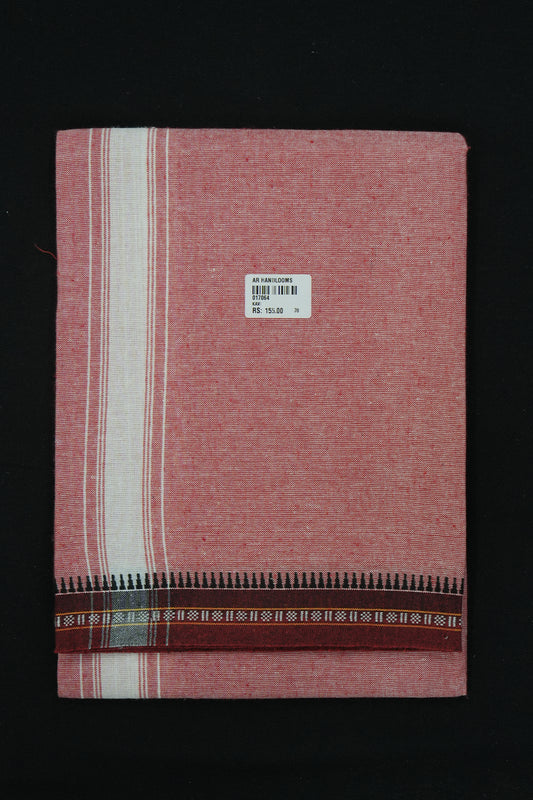 Single Dhothi (Kaily #0066) – Coral with White Kara
