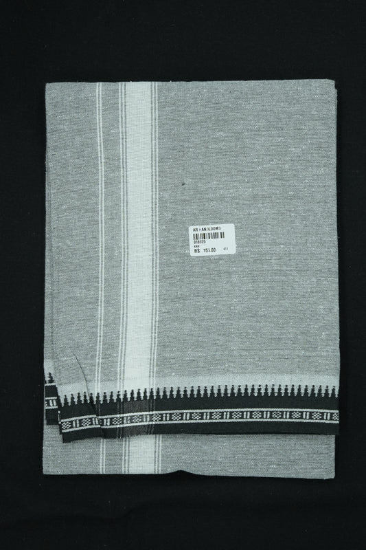 Single Dhothi (Kaily #0069) – Ash Green with White Kara
