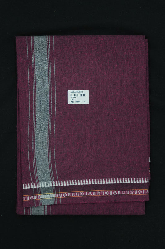 Single Dhothi (Kaily #0072) – Eggplant with White Kara
