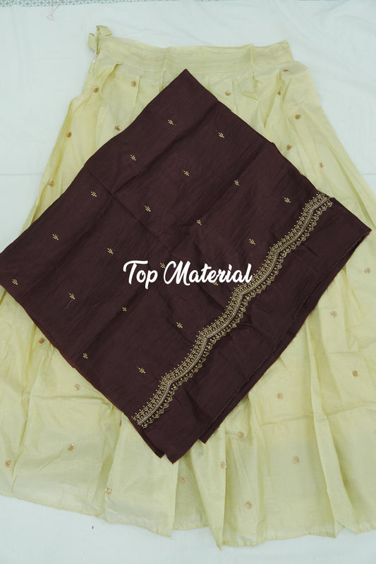 Crush Tissue Blouse with Viscose Butta Skirt – Coffee Brown