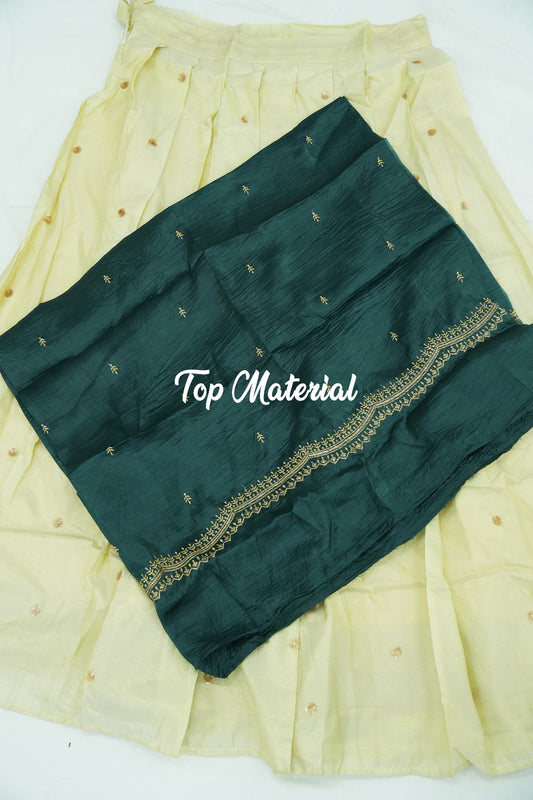 Crush Tissue Blouse with Viscose Butta Skirt – Teal Green