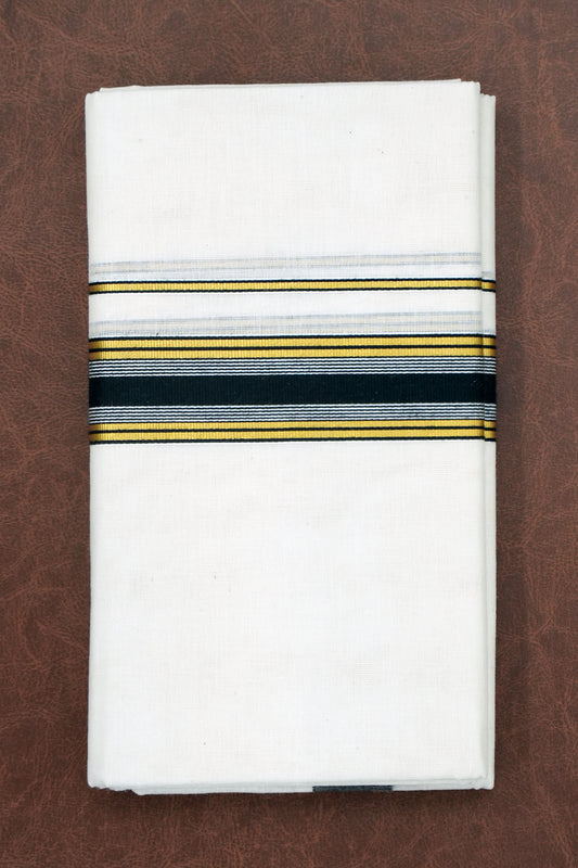 Double Dhothi – Black & Gold With White Lines (Model-1)