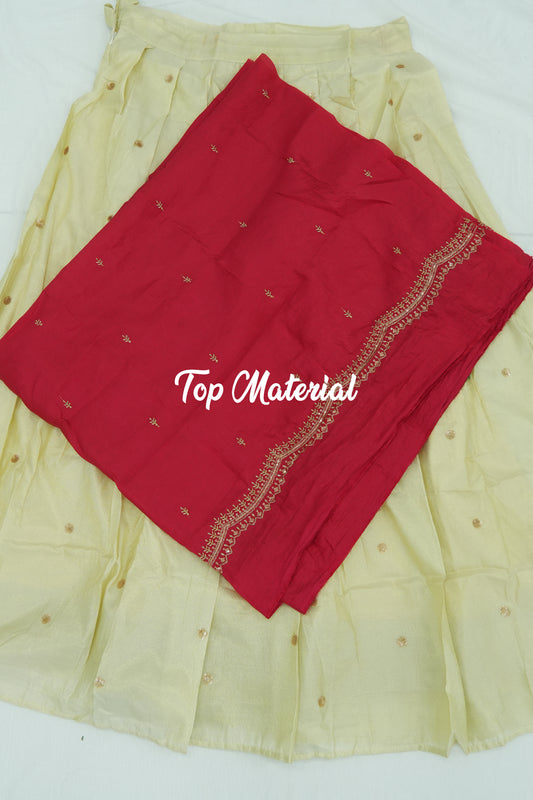 Crush Tissue Blouse with Viscose Butta Skirt – Rani Pink