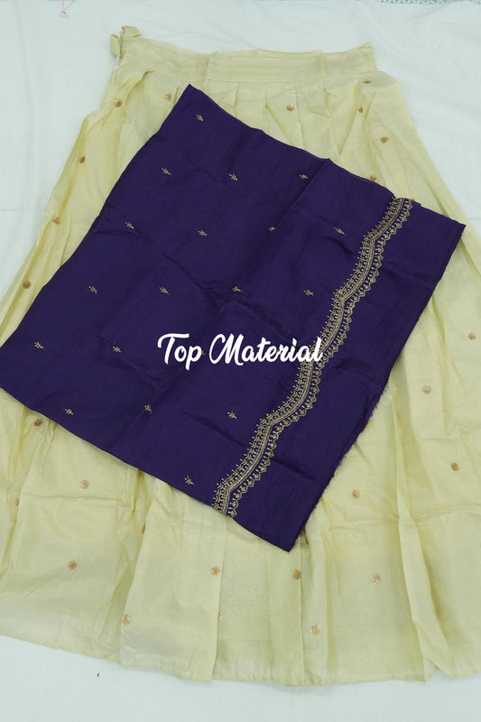Crush Tissue Blouse with Viscose Butta Skirt – Royal Blue