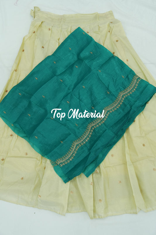 Crush Tissue Blouse with Viscose Butta Skirt – Teal